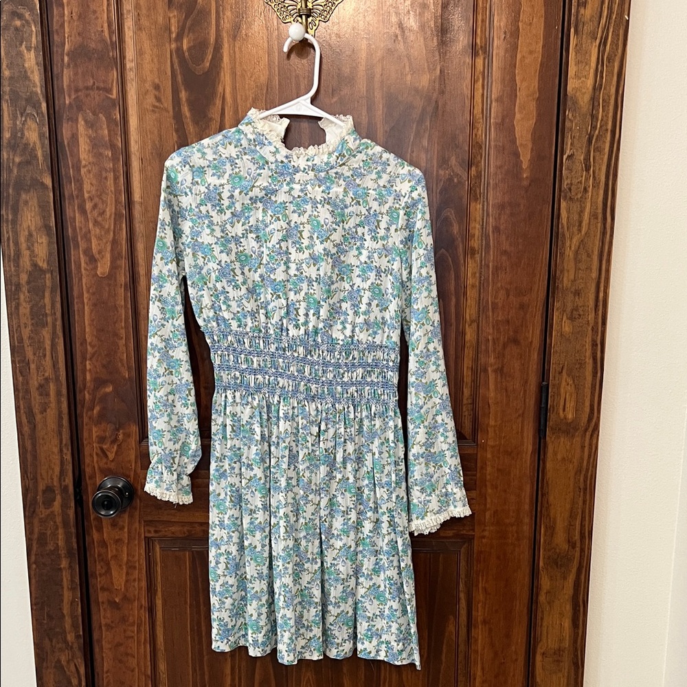 Floral Blue Midi Dress
